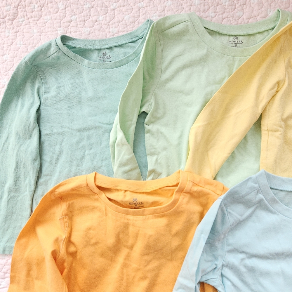 NWT Bundle 5 Honest Baby Organic Cotton Long Sleeve T Shirts 5T 5 Toddler Unisex - Picture 2 of 4